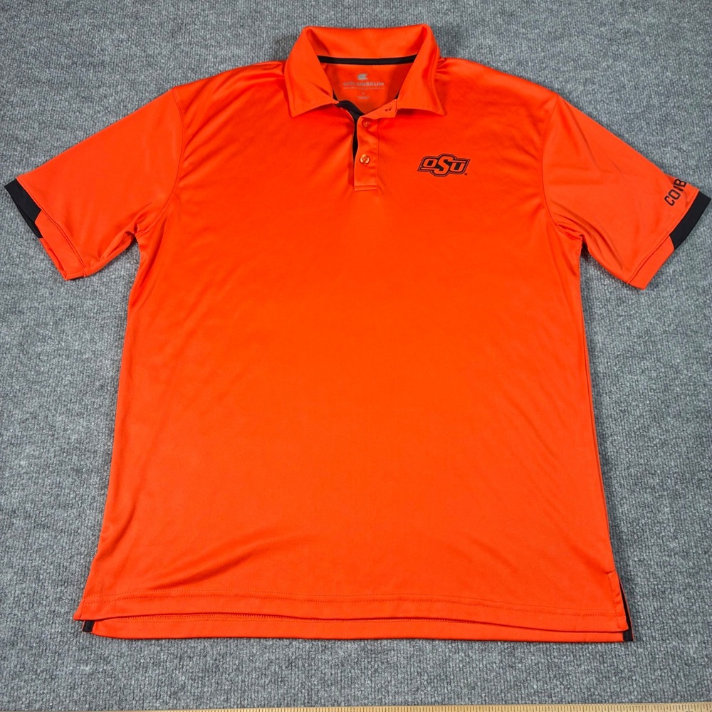 Colosseum Oklahoma State Cowboys Polo Mens L Orange NCAA Golf Performance Shirt